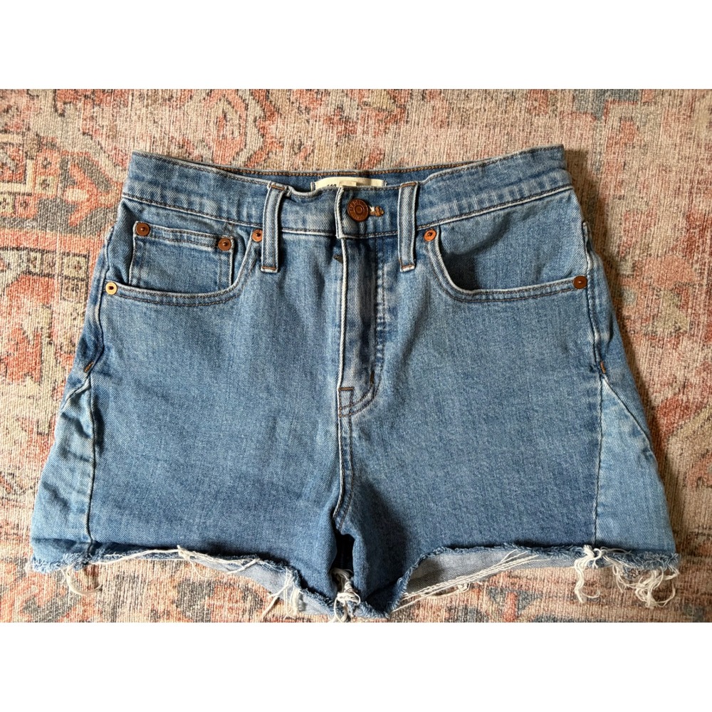 Madewell Womens High Rise Denim Cut Off Shorts Blue Medium Wash Size 25 - Picture 1 of 4